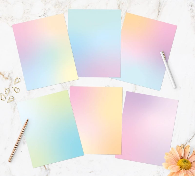 THiNKABLE Pastel Gradient Paper Stationery, Aesthetic Paper 8.5 x 11 Inches, 60 Sheets, Colorful Writing Paper, Pretty Stationary Paper, Decorative Scrapbook Paper - Image 5